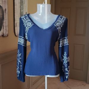 Blue Embroidered Blouse